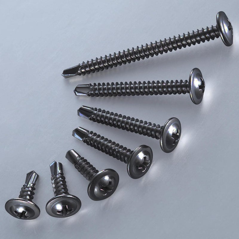 Wensilon Store (350Pcs)#8×5/8” for Sheet Metal Self-Tapping Screws 410 Black Stainless Steel Truss Head High-Strength Quick Tapping - Image 3